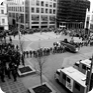 The gathering on the occasion of the 20th anniversary of Jan Palach’s self-immolation should have been only another peaceful anti-regime demonstration, but it was unexpectedly and violently dispersed. The photo depicts the initial stage of the police crackdown against demonstrators, 15 January 1989 (Source: Czech News Agency, photo: Zuzana Humpálová)