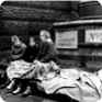 La grève de la faim devant le Musée national commence le 18 janvier 1969. Quinze jeunes environ y participent. (Photo : Dagmar Hochová)
