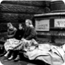The hunger strike in front of the National Museum starting on 18 January 1969. About 15 young people took part in it. (Photo: Dagmar Hochová)
