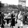 The student celebration parade on Šverma (now Štefánik) bridge on 20 May 1956 (source: National Archives)