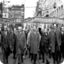 Leaders of the Communist Party at the front of the 1 May parade in 1968. First row from the right: B. Kučera, J. Piller, F. Kriegel, A. Dubček, L. Svoboda, G. Husák (Source: Czech News Agency)